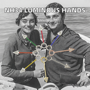 Montre de plongée luminescente bleue avec mouvement NH34, aiguilles et accessoires en acier inoxydable étanches - Product Image 3