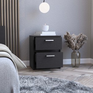 Trivor 2 Drawer Nightstand <b>Black</b> Metal Handles <b>Bedside</b> Storage <b>Table</b> - Product Image 4
