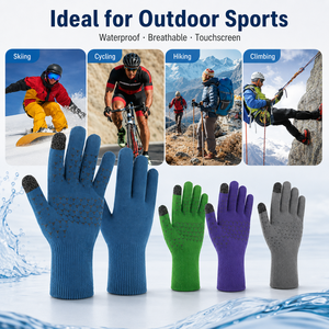 Gants en tricot imperméables personnalisés en gros avec grip en silicone et compatibles écran tactile pour le ski, la randonnée, la pêche, le cyclisme et le snowboard - Product Image 3