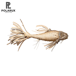 Nghệ thuật đèn chùm cho khách sạn biệt thự nhà hàng dự án tùy chỉnh ánh sáng tự nhiên dệt gỗ da handmade lịch thi đấu Koi đèn chùm - Product Image 1