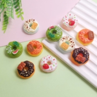 Nouveaux cabochons en résine style Kawaii Donut, forme de beignets aux fruits, 100 pièces, 23 mm
