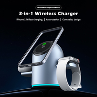 Chargeur sans fil magnétique puissant 3-en-1 avec rotation à 360°, station de bureau pliable et rétractable pour iPhone 14 15 16 17, Apple Watch et AirPods
