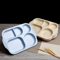 Plateau alimentaire incassable pour enfants de 12 pouces avec 5 compartiments, assiettes en plastique écologiques à sections divisées