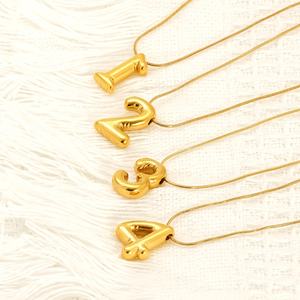 ミニマリストトレンディなステンレススチール18K金メッキジュエリーラッキーシングルナンバー1-9型ペンダントネックレス女性用 - Product Image 2