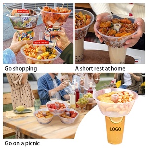 Bán hàng nóng cấp thực phẩm cốc nhựa dùng một lần với bát ăn nhẹ thực phẩm và đồ uống tất cả-trong-một thiết kế sáng tạo nhựa ăn nhẹ bát - Product Image 6