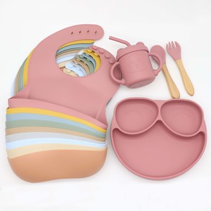 Juego de vajilla de silicona para bebés sin Bisfenol, plato completo de cena de entrenamiento para comer para niños, comedor para niños - Product Image 1