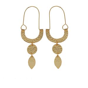 Aro geométrico colgante largo colgante Latón chapado en oro elegante boda fiesta Unisex acabado mate pendiente regalo joyería al por mayor - Product Image 1