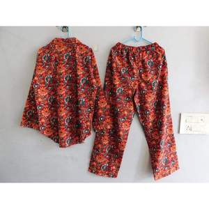 Women Printed Cotton Pajama Set Floral Design Long Sleeve Woven Shirt and <b>Pants</b> Breathable Summer Night Suit Comfortable - Product Image 5