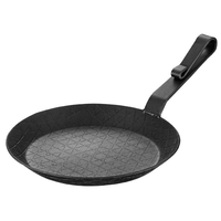Poêle à frire ronde en fonte gaufrée, antiadhésive, à long manche, pour camping, pique-nique, barbecue, cuisson de steaks, compatible induction