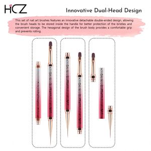 Personnalisation complète, nouveaux pinceaux à ongles hexagonaux antidérapants, entièrement métalliques, à double tête, détachables, colorés - Product Image 2