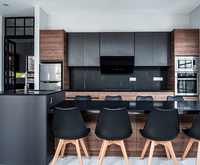 Meubles de cuisine en bois massif pour rénovation de maison, fermeture amortie, résistants à l'humidité, cuisine modulaire moderne
