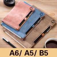 Carnet à couverture rigide personnalisé avec logo brodé, en cuir PU, format B5/A5/A6, avec boucle pour stylo, journal/agenda professionnel, 80 feuilles