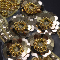 Perles à paillettes personnalisées en usine les plus populaires en 2023 avec bordure en dentelle fournisseur d'or broderie de bordure en dentelle indienne