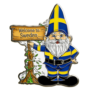 Aimant de réfrigérateur en émail dur, motif gnome <span class=keywords><strong>scandinave</strong></span> avec <span class=keywords><strong>drapeau</strong></span> islandais, thème « Bienvenue à l'Islande », autocollant métallique pour réfrigérateur, vente en gros - Product Image 3