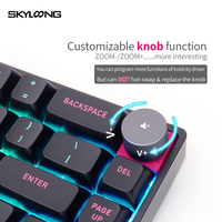 Skyloong Precio al por mayor Cable 65% GK6 + Kybaords mecánicos para Gamer 68 teclas con interruptor Knobing Teclado mecánico
