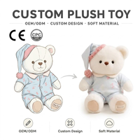 Ours en peluche personnalisé en pyjama, jouet en peluche 25 cm, fabricant, poupée en peluche de haute qualité, animal en peluche, vente en gros, faible MOQ, OEM
