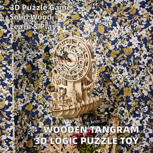 Blocchi Puzzle in Legno Stile Cartone Animato, Tangram Geometrico, Giochi di Logica 3D, Rompicapo, Carte Flash Educative con Forme e Modelli - Product Image 3