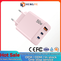 Meilleures ventes Chargeur mural pour téléphone portable multifonctionnel coloré de haute qualité à 3 ports USB type C PD haute vitesse avec prise EU 50W