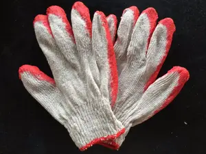 White Cotton Gloves 7 10 Gauge Garden White Cotton Knitted Red Latex Coated Safety Work Gloves Of Manufacture