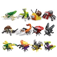 Juguete Educativo DIY para Niños, Rompecabezas de Animales Marinos, Juego de Bloques de Construcción de Plástico ABS, Escala 1:12, 50 Piezas, Mini Modelo de Tiburón y Cangrejo