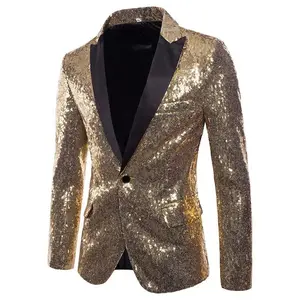 2022 Formal Men Glitters Suit Jackets Sequins Party Button Dance Bling Coats Wedding Party Men Blazer Gentleman Formal Suit