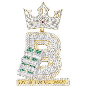 จี้รูปมงกุฎน้ำตก Boss Of Fortune ประดับคริสตัลไรน์สโตน เงินแท้ 925 สไตล์ฮิปฮอป เครื่องประดับสำหรับทุกเพศ เหมาะเป็นของขวัญ - Product Image 1