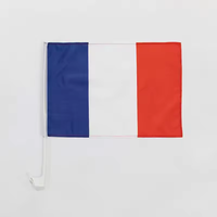 Drapeau de fenêtre de voiture en polyester français avec poteaux en plastique
