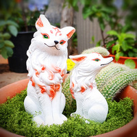 Ornements de renard à neuf queues à poils longs et doux, style dessin animé, en résine synthétique, accessoires décoratifs à thème animal
