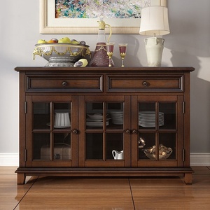 Brown Wooden Storage Cabinet Dining China Hutch Sideboard Cupboard <strong>Buffet</strong> <strong>Server</strong> - Product Image 2