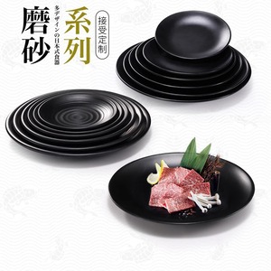 Melamine black round dessert plate, barbecue plate, <b>grilled</b> meat plate, cold dish plate, bone plate, plastic steak plate, - Product Image 2