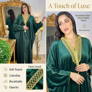 Kaftán de Dubái para Mujer, Abierto por Delante, Holgado, de Lujo, Vestido Largo para la Noche, Fabricante - Product Image 6