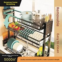 Égouttoir à vaisselle et bac de drainage rétractable en métal pour évier de cuisine, rangement de comptoir multifonctionnel sur pied