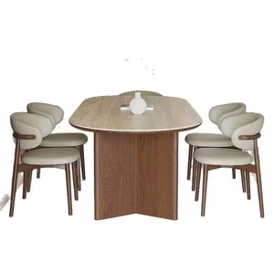Tavolo da Pranzo Ovale Moderno con Gambe in Legno Massello <span class=keywords><strong>e</strong></span> Piano in Lastra di Roccia per 8 Persone, <span class=keywords><strong>Arredamento</strong></span> per la Casa - Product Image 6