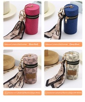 Pochette de rangement cylindrique vintage en cuir pour breloque de sac, étui pour écouteurs, porte-clés, pendentif, pour un usage quotidien