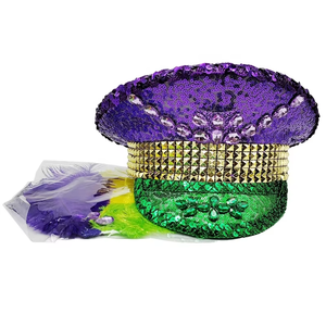 หมวกประดับเพชรสำหรับงานมาร์ดิกราส์ หมวกประดับเลื่อมและขนนกสำหรับงานเทศกาลเบิร์นแมน เหมาะสำหรับการเดินขบวน<span class=keywords><strong>วัน</strong></span>พุธอ้วนๆ - Product Image 4