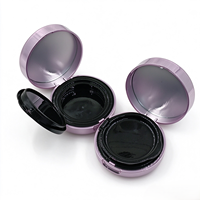 Boîtier vide pour coussin d'air violet, compact cosmétique avec miroir intégré et compartiment pour houppette, pour maquillage en gros