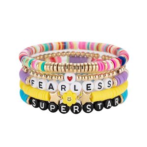 Corda transfrontaliera con <span class=keywords><strong>cuore</strong></span> intrecciato grazioso bracciale da donna placcato in oro con perline con lettere colorate regolabili fatte a mano - Product Image 3