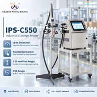 Imprimante de codes de date CIJ haute vitesse IPS-C550, machine de codage à petits caractères, 390 m/min, écran tactile 10,1 pouces, système Linux IP65