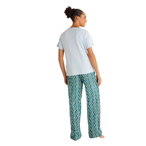 ชุดนอนผ้าฝ้ายฤดูใบไม้ผลิฤดูร้อน |   ชุดนอนผู้หญิงลายการ์ตูนน่ารัก แขนสั้น เอวยางยืด ผ้าถัก สไตล์ลำลองสำหรับวันหยุด - Product Image 5