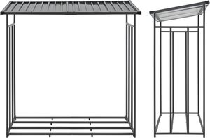 Porte-bûches <span class=keywords><strong>de</strong></span> stockage <span class=keywords><strong>de</strong></span> <span class=keywords><strong>bois</strong></span> <span class=keywords><strong>de</strong></span> <span class=keywords><strong>chauffage</strong></span> extérieur moderne grand <span class=keywords><strong>support</strong></span> en <span class=keywords><strong>bois</strong></span> en métal et en acier avec toit résistant aux intempéries et élégant - Product Image 4