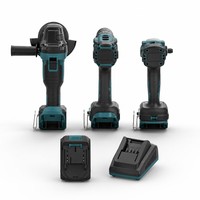 Kit combiné d'outils électriques sans fil sans balais 3 en 1 : perceuse, visseuse à chocs, meuleuse d'angle avec batterie et chargeur rapide pour le bricolage et la construction
