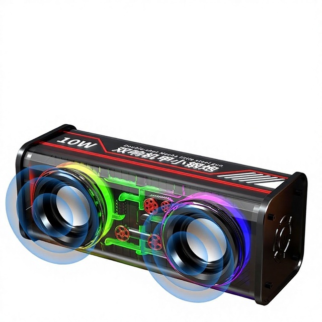 Transparent Mech Speaker V8 for 5.0 Desktop Speaker Deep Bass Long Battery Life Portable Design RGB Lighting 5W Output