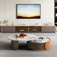 Ensemble table basse et meuble TV en ardoise minimaliste moderne Mobilier luxueux et durable pour petits appartements Style panneau de bois