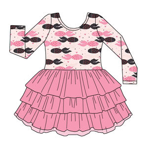 Abito in Tulle a Maniche Lunghe per Bambine di Alta Qualità, Personalizzato con Motivo a Cuore, <span class=keywords><strong>Vestito</strong></span> a Tre Strati in Tulle - Product Image 3