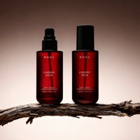 Botol Kemasan Perawatan Kulit Mewah Bulat Dasar 100ml 110ml 120ml Botol Lotion Kaca Merah Claret dengan Pompa untuk Kosmetik