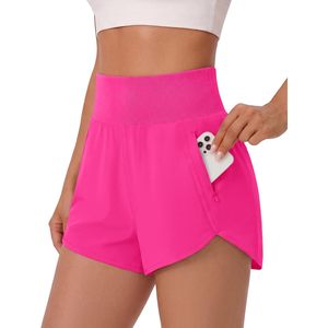 Pantalones cortos deportivos FOXA para mujer, de cintura alta, para correr, hacer ejercicio, gimnasio, deportes, secado rápido, con bolsillo con cremallera - Product Image 1