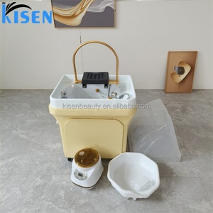 Kisen Bac de lavage de luxe pour salon de coiffure et spa, avec raccordement de tuyauterie, circulation d'eau et couleur personnalisable - Product Image 3