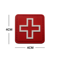 Croix médicale de premiers secours 3D en PVC souple, imperméable, carrée 4x4, rouge, blanc et noir, pour patch ou badge moral