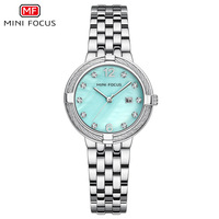 MINI FOCUS Damenuhr 0626L Quarzwerk Perlmuttzifferblatt Wasserdicht Edelstahlarmband Legierungsgehäuse Modischer Stil