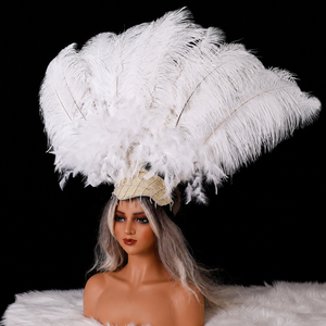 Coiffe à pampilles en plumes d'autruche pour spectacles de burlesque, cabarets, événements de samba, performances de showgirls de Vegas, célébrations du Mardi Gras - Product Image 3